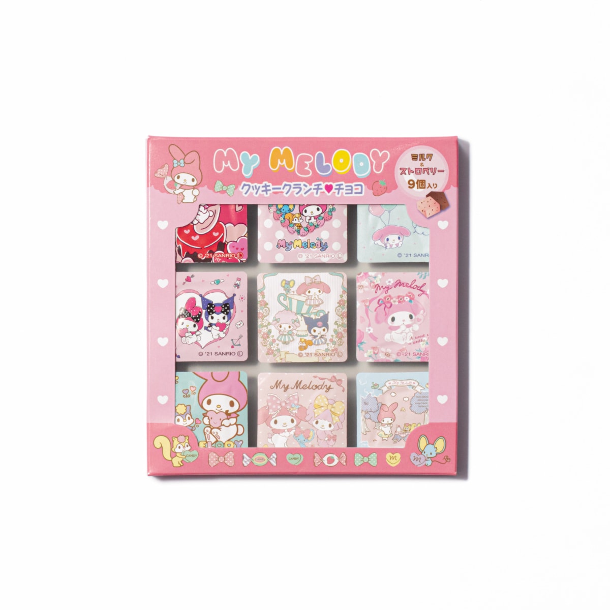マイメロディクッキークランチチョコ (ミルク＆イチゴ) 9個入01